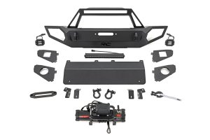 Jeep Wrangler JL Front Winch Bumper - Rough Country - 9500S - Satin Black - '18-'26 Jeep Wrangler JL Front Winch Bumper - Rough Country - 9500S - Satin Black - '18-'26